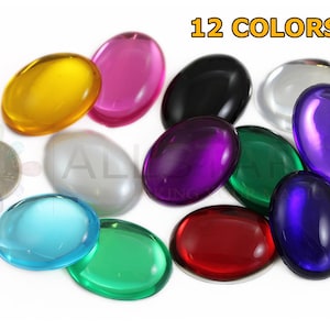 40 x 30 mm Oval Acrylperle Cabochons Kunststoff Edelsteine für das Handwerk Kostüm Verzierungen Schmuck Cosplay Requisiten Juwelen - 4 Stück 14 FARBEN