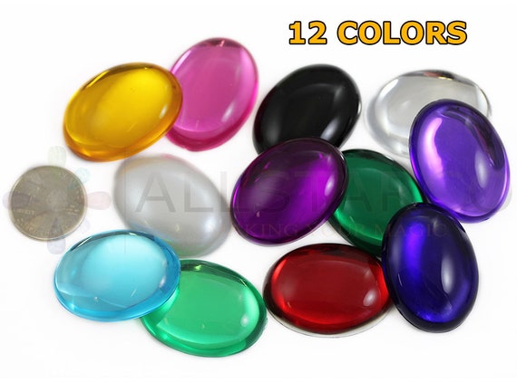 40x30mm Flat Back Oval Acrylic Pearl Cabochons Plastic Gems for Crafts  Costume Embelishments Jewelry Cosplay Jewels 4 Pieces 12 COLORS 