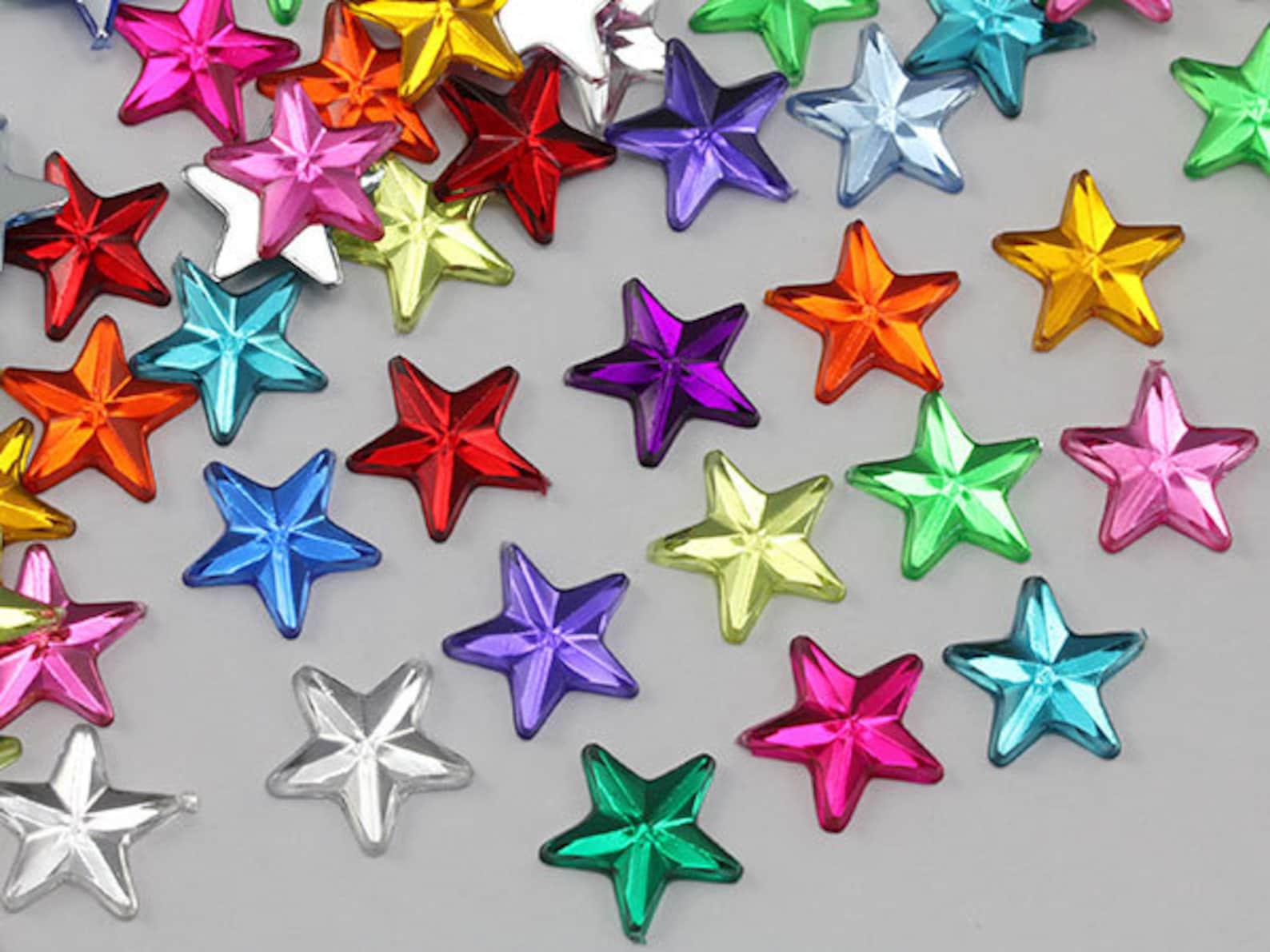 Crystal Clear Star Rhinestones Embelishments Flat Back Acrylic Plastic ...