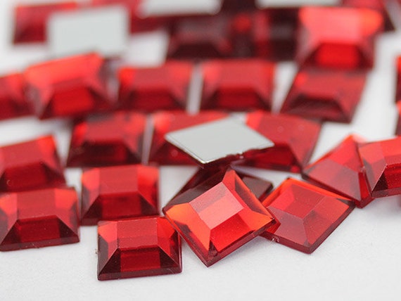 Red Ruby Flat Back Square Acrylic Jewels Rhinestones Craft Gems