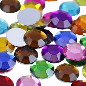 20Pcs 20mm Flat Back Acrylic Rhinestones For Scrapbooking 25/32&quot; Jewelry Making Plastic Craft Gems Card Embelishments Cosplay High Quality