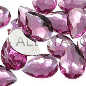 Pietre di plastica con retro piatto a forma di rosa, a forma di lacrima, per gioielli, costumi, cosplay, creazione di biglietti, abbellimenti artigianali, 4 misure.