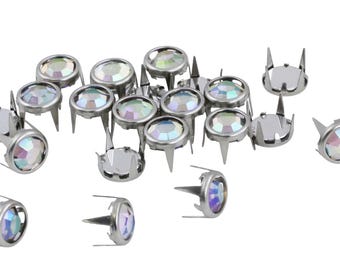 Crystal AB Bedazzler Refills Rhinestones Preset Gemagic Non Rusting Studs for Garment Embellishments Leather work DIY Crafts - 5 Sizes