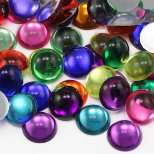 Assorted Colors Pearl Cabochons High Quality Flat Back Acrylic Pearls Dome Jewels Plastic Costume Cosplay Gems Embelishments - 7 Sizes