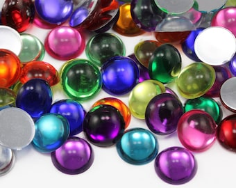 Assorted Colors Pearl Cabochons High Quality Flat Back Acrylic Pearls Dome Jewels Plastic Costume Cosplay Gems Embelishments - 7 Sizes
