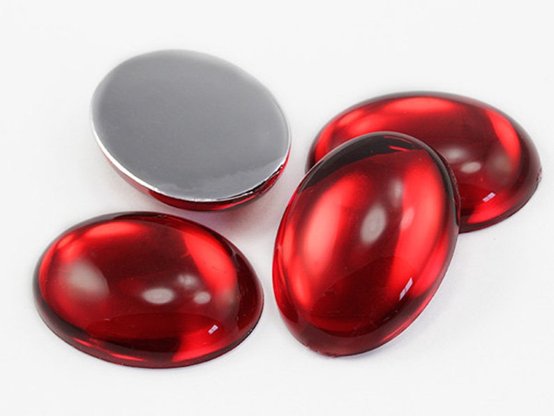Red Ruby TM Flat Back Oval Acrylic Pearl Cabochons Plastic Gems for ...