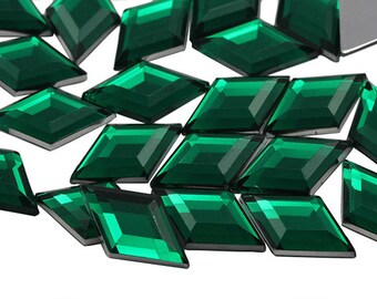 Green Emerald Flat Back Diamond Acrylic Rhinestones Plastic Jewel Display Craft Gemstones Jewelry Making Cosplay Embellishment Props 2 Sizes