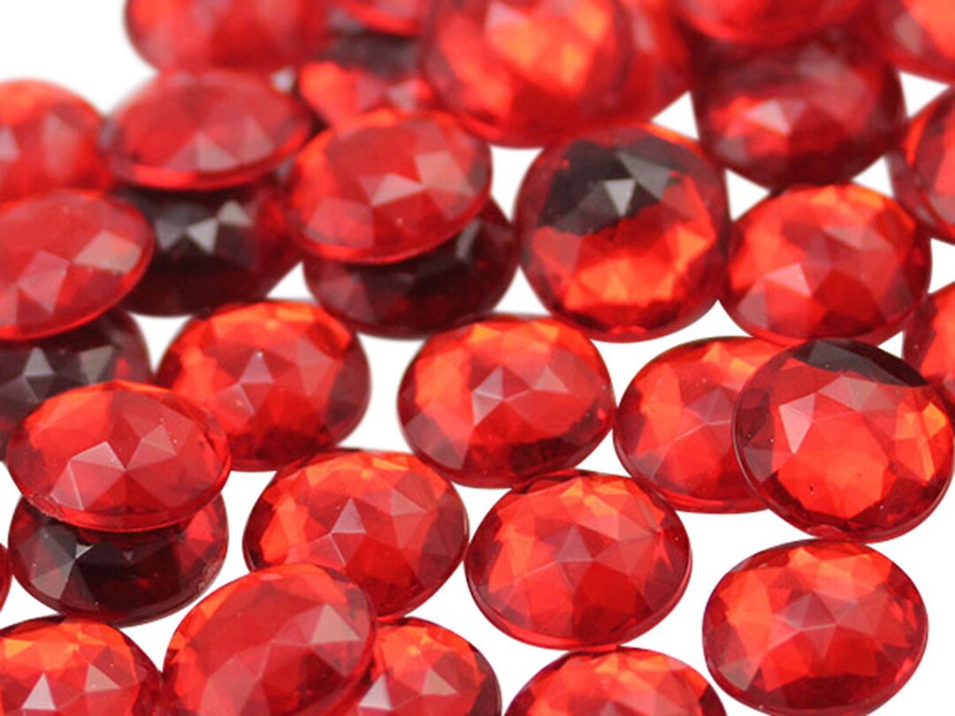 Red Ruby A05 Flat Back Round Acrylic Rhinestones Plastic Circle Gems ...