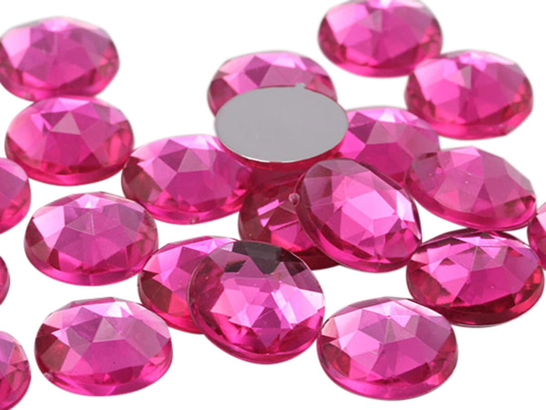 20 Pieces Pink Hot 25mm Pink Hot H114 Flat Back Round Acrylic Rhinestones Plastic Circle Gems for Costume Making Cosplay Jewels Pro Grade Embelishments