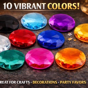 50mm Flat Back Round Acrylic Rhinestones Plastic Circle Gems For Costume Making Cosplay Jewels For Cosplay Costume 15 Available Colors 4 Pcs