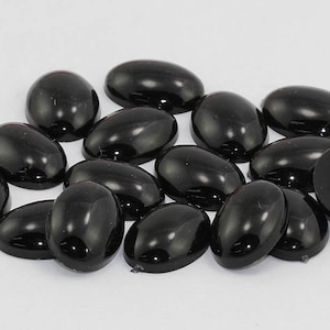 Gitzwarte platte achterkant ovale acryl parel cabochons plastic edelstenen voor ambachten kostuumversieringen sieraden maken cosplay juwelen - 4 maten
