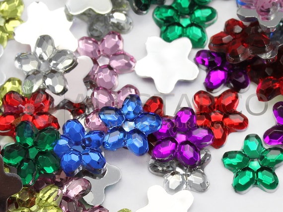6mm 8mm Flat Back Flower Loose Acrylic Jewels Plastic Rhinestones for  Scrapbooking Crafts DIY Embelishments Face Gems Jewelry 100 Pieces 