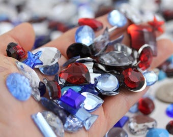 July 4th Acrylic Rhinestone Mix, Red, Blue, and Clear Embellishments