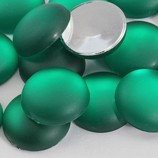 Green Emerald 506 Flat Back Frosted Matte Moonglow Lunasoft Finish Loose Acrylic Round Pearl Cabochons - 6 Sizes