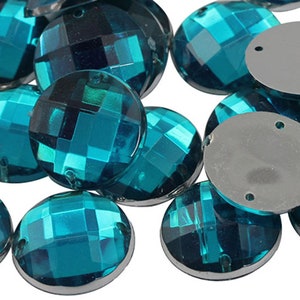 15mm Blue Sapphire Dark .NAB01 Flat Back Round Acrylic Gems - 40 Pieces