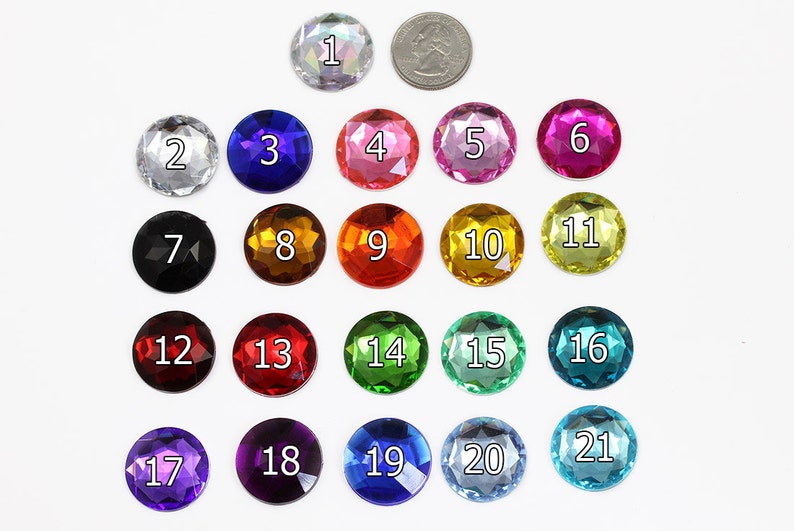 Round Assorted Colors 25mm Plastic Acrylic Flat Back Rhinestones For Crafts Embellishments Card Invitations, Gemstones Allstarco Jewels, Jewelry Making, Cosplay, Props, DIY Projects, Flat Back Gems Premium Rhinestones for Garments,Jewelry Making