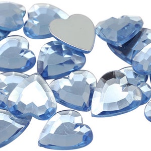 Zafiro azul claro con parte trasera plana, corazón, joyas acrílicas, diamantes de imitación de plástico, para scrapbooking, fabricación de joyas, gemas para disfraces, cosplay, manualidades, 15 mm, 18 mm