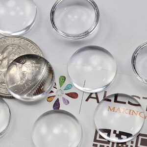 18mm 11/16" Round Clear Magnifying Transparent Loose Acrylic Flat Back Cabochons High Quality Pro Grade - 25 Pieces