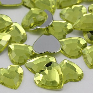 15 mm Gelb Jonquil JQ26 Flachem Rücken Herz Acryl Juwelen Kunststoff Strasssteine Für Scrapbooking und Schmuckherstellung Kostüm Edelsteine - 40 Stück