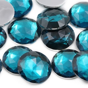 Blau Aqua Aquamarine Flache Rückseite Runde Acryl Strass Kunststoff Kreis Edelsteine Für Kostüm Cosplay Juwelen Handwerk Verschönerungen 7 Größen