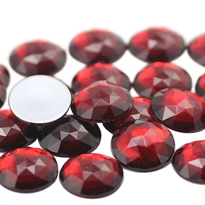 Round Dark Ruby Garnet Plastic Acrylic Flat Back Rhinestones For Crafts Embellishments Card Invitations, Gemstones Allstarco Jewels, Jewelry Making, Cosplay, Props, DIY Projects, Flat Back Gems Premium Rhinestones for Garments, Pop Displays