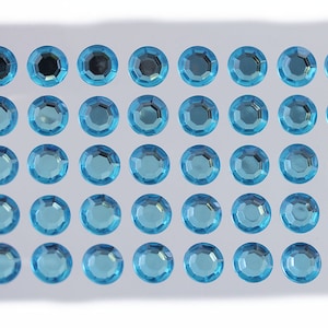 Adesivos de acrílico azul-água para colar em strass redondos, joias corporais, enfeites para scrapbooking, artesanato para cabelo, cartões e convites
