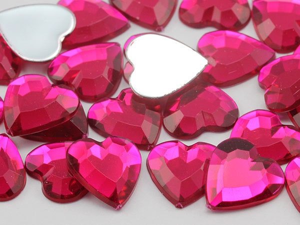 Heart Acrylic Gems Flat Back 50mm Red Ruby H103 2 Pcs