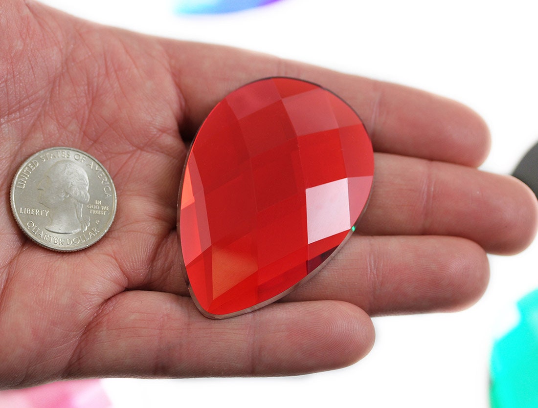 Oval Acrylic Gems Flat Back 25x18mm 20 Pcs Red Ruby H103