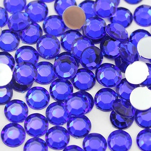1000Pcs Acrylic Rhinestones Flat Back Blue Dark Sapphire Scrapbooking Jewelry Making Plastic Craft Gems Card Making Embellishments 4 Sizes