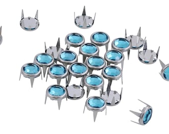 Blue Aqua Bedazzler Refills Rhinestones Preset Gemagic Non Rusting Studs for Garment Embellishments Leather work DIY Crafts - 5 Sizes