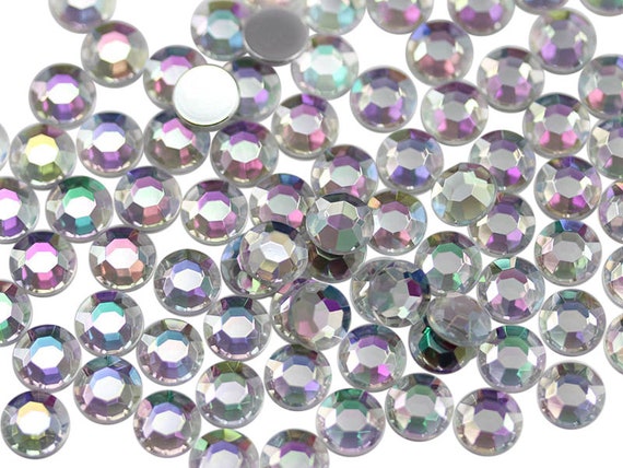 Crystal AB Coating Acrylic Round Flat Back Rhinestones for Crafts Card  Making Embelishments Face Jewels Plastic Gems 7 Sizes 1000pcs 