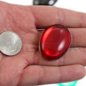 Red Ruby TM Flat Back Oval Acrylic Pearl Cabochons Plastic Gems for ...