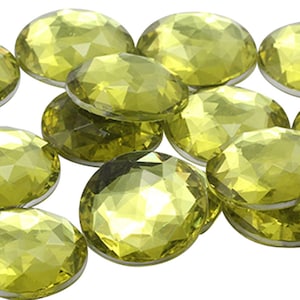 Diamantes de imitación acrílicos redondos con parte trasera plana de color amarillo junquillo, gemas circulares de plástico para confección de disfraces, joyas de cosplay, adornos de piedras preciosas, 4 tamaños