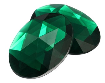 Green Emerald Flat Back Acrylic Oval Jewels Plastic Rhinestones Cosplay Costume Gems Crafts Embellishments Jewellery Making 40MM, 25MM, 18MM