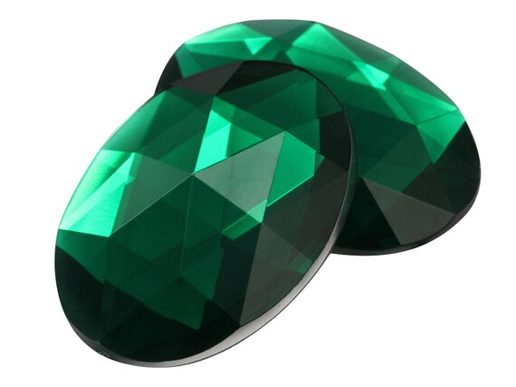 Green Emerald Flat Back Acrylic Oval Jewels High Quality Plastic