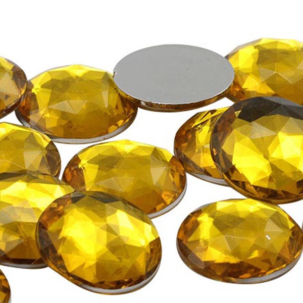 Gold Topaz Flat Back Round Acrylic Rhinestones Plastic Circle Gems  Costume Making Cosplay Jewels Embelishments Jewelry Making Gems 10 Size
