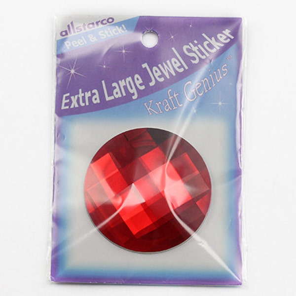 2-3/8" 60mm Red Ruby Extra Large Self Adhesive Round Jewels Acrylic Rhinestones Stick On Plastic Gems For Cosplay  - 1 Piece