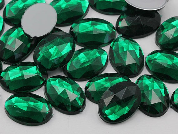 Green Emerald Flat Back Acrylic Oval Jewels High Quality Plastic Rhinestones  Cosplay Costume Gems Crafts DIY Embelishments Jewelry Making 