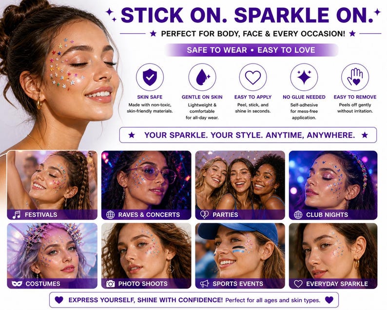 250 PCS Crystal Clear Acrylic Stick On Star Rhinestones Self Adhesive Gems Face Gems Body Art Jewels Scrapbooking Card Making 6mm 8mm 10mm image 3