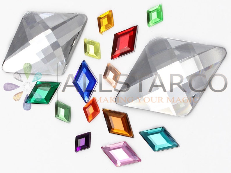 Diamond Assorted Colours Plastic Acrylic Flat Back Rhinestones For Crafts Embellishments Card Invitations, Gemstones Allstarco Jewels, Jewelry Making, Cosplay, Props, DIY Projects, High Quality Premium Rhinestones for Garments Fashion Schools