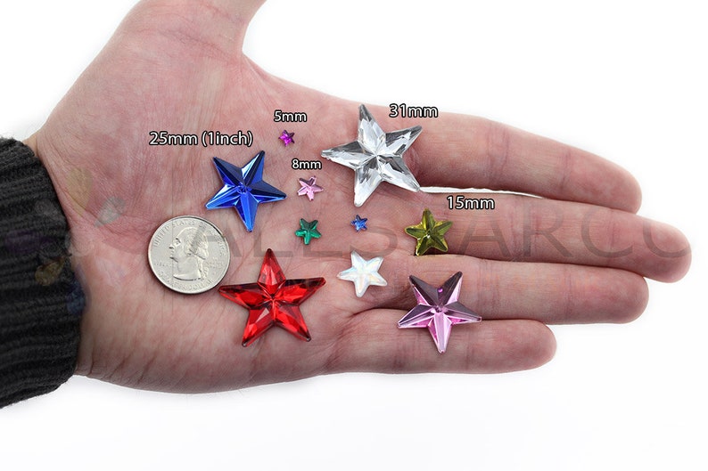 250 PCS Crystal Clear Acrylic Stick On Star Rhinestones Self Adhesive Gems Face Gems Body Art Jewels Scrapbooking Card Making 6mm 8mm 10mm image 11