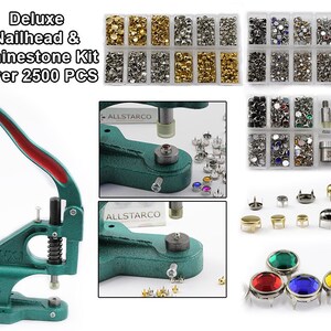 Deluxe Bedazzler Nailhead & Rhinestone Kit - Stud Setter Plus 2500 Nailheads And Rhinestone Studs