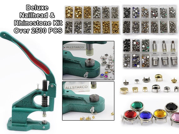 Deluxe Bedazzler Nailhead & Rhinestone Kit Stud Setter Plus 2500