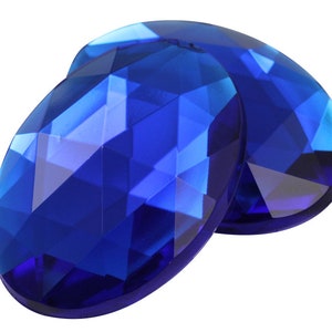 Blue Sapphire Oval Jewels Flat Back Acrylic Jewels Plastic Rhinestones Cosplay Costume Gems Crafts Cosplay Embellishments Props, 40mm, 25mm