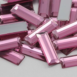 Baguette à dos plat rose clair rose 22 x 7 mm RS72, bijoux en acrylique en vrac de haute qualité, qualité professionnelle - 40 pièces