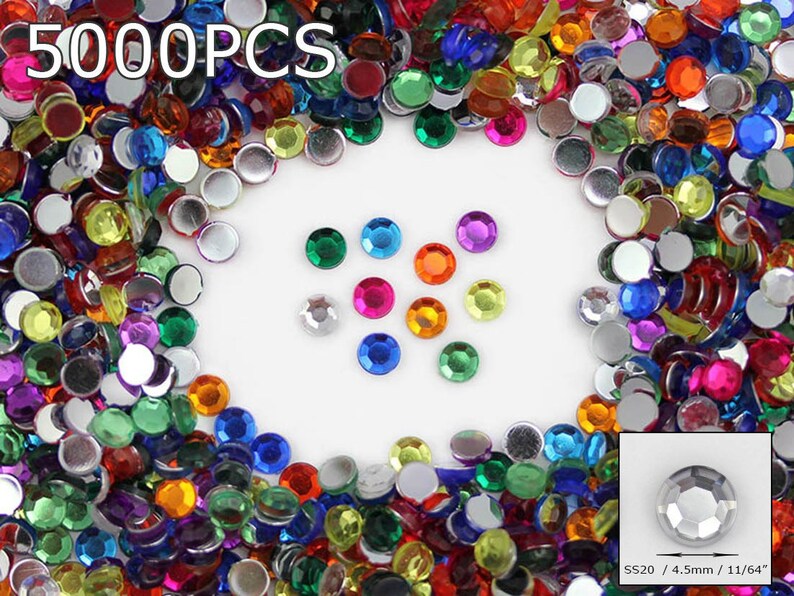 5000 ACRYLIC FLAT BACK DIAMANTES GEMS 5MM WHOLESALE PRICE