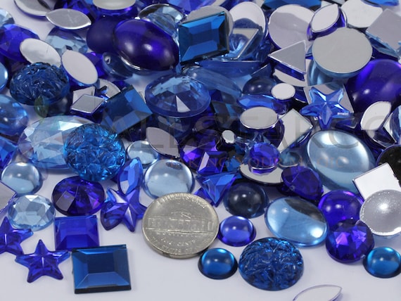 Allstarco Blue Crafting Gems in Bulk, Sapphire Acrylic Flatback Rhinestones, Assorted Sizes & Shapes, Cosplay Embellishments, Jewels for Jewelry - SMA