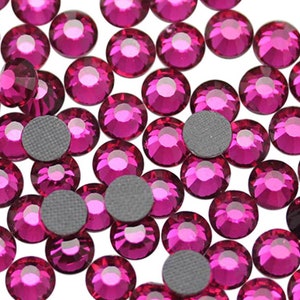 Pink Fuchsia Hotfix Rhinestones High Quality Heat Set Iron On Superior Quality DMC Nail Art Embelishments DIY Fabric Design Craft 5 Sizes