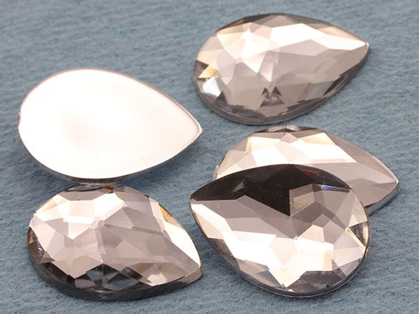 Crystal Clear Teardrop Flat Back Acrylic Rhinestones Plastic Craft Gems Cosplay Jewels Costume Making Gemstone Display Pop Jewellery 4 Sizes