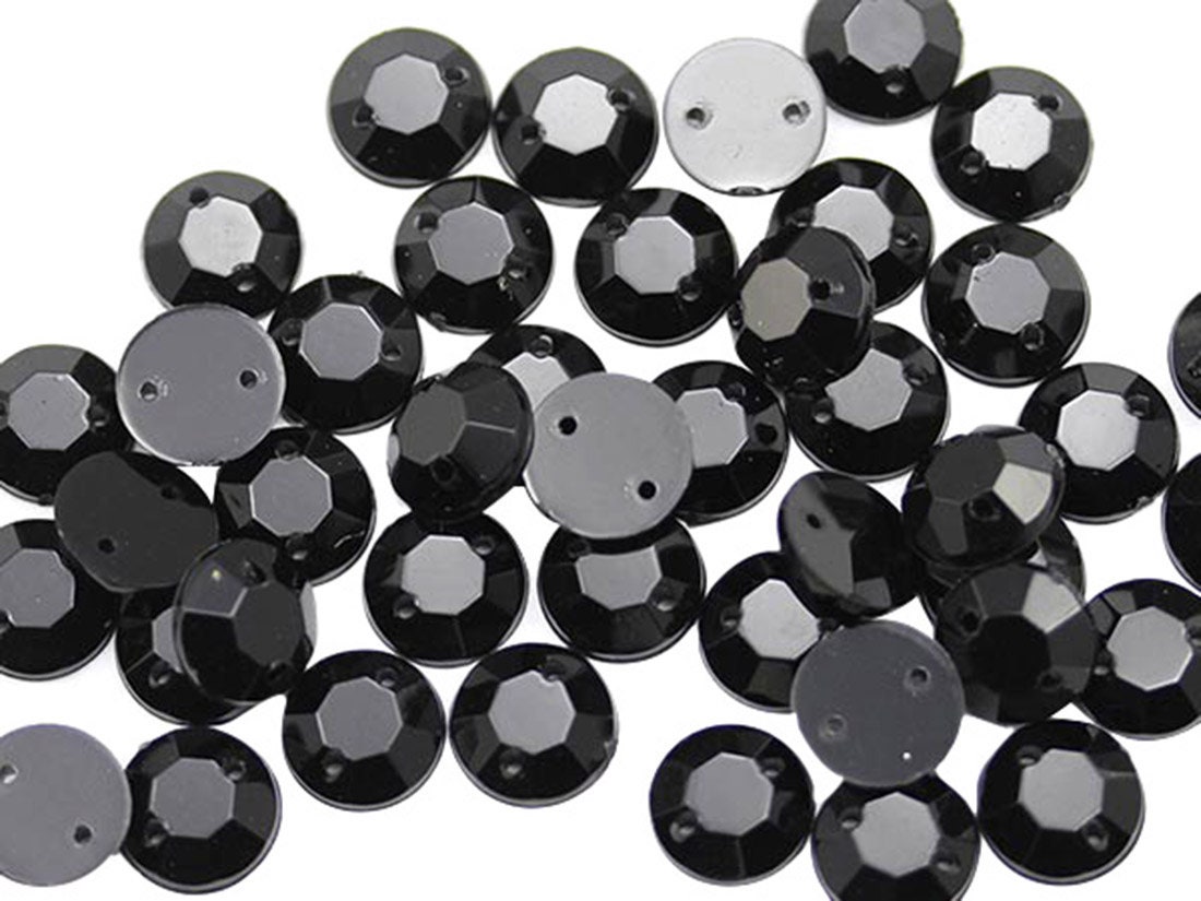 10mm 8mm 7mm Jet Black H101 Loose Acrylic Sew on Rhinestones Beads Jewels  Gems for Sewing Crafts DIY Costume Making Cosplay 